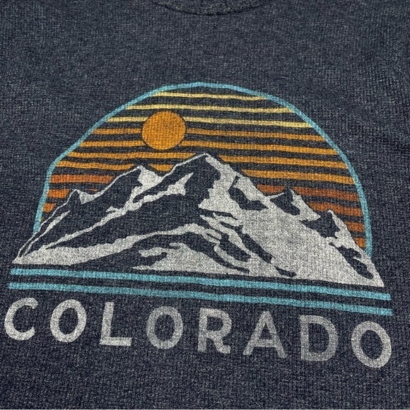 Old Navy Tee Shirt Waffle Soft Washed Ribbed Outdoor Autumn Winter Blue Colorado - Picture 4 of 11